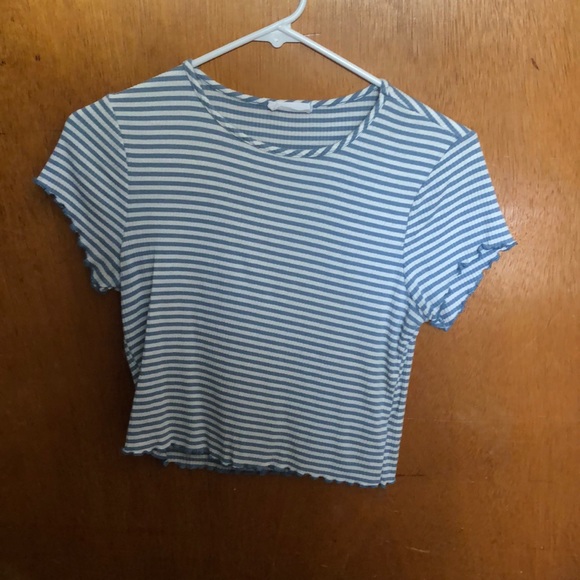 Tilly's Tops - Blue and white striped crop top
